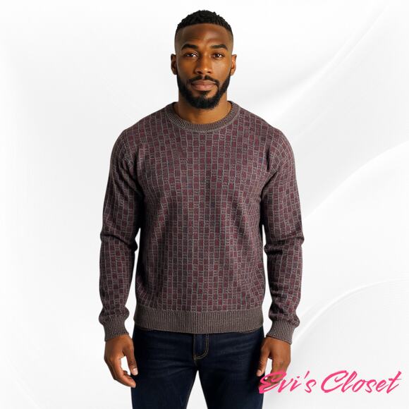 Jantzen Other - Jantzen Vintage Men's Sweater.Multicolor Geometric Wine Grey Blue S XL